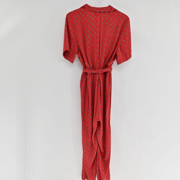 URBAN OUTFITTERS Womens Red Floral Jumpsuit Size XS Romper Belt Boho Chic Retro - Picture 3 of 14